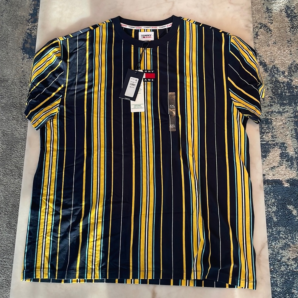 Men’s Tommy Jean’s Short Set | Yellow & Navy Blue | Short Sleeve Shirt | XXL|